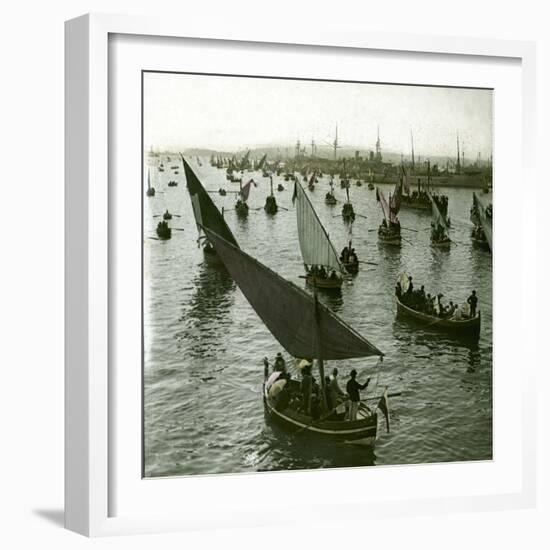 Franco-Russian Celebration, the Harbour, Toulon (Var, France), around 1900-Leon, Levy et Fils-Framed Photographic Print