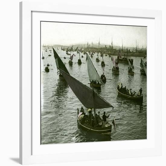 Franco-Russian Celebration, the Harbour, Toulon (Var, France), around 1900-Leon, Levy et Fils-Framed Photographic Print