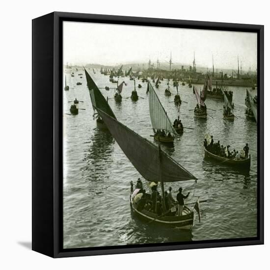 Franco-Russian Celebration, the Harbour, Toulon (Var, France), around 1900-Leon, Levy et Fils-Framed Stretched Canvas