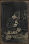 Seated Boy Holding a Cat (Recto); Study of Kittens and a Plate of Milk (Verso), C. 1874-1880-Francois Bonvin-Framed Giclee Print