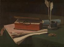 Still Life with Book, Papers and Inkwell, 1876-François Bonvin-Stretched Canvas