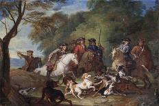 Wolf Attacked by Hounds, Wolf Hunting, Oil Sketch, C.1720-23-François Desportes-Framed Giclee Print