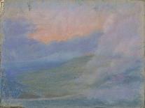Paysage de montagne avec cascade au soleil couchant-François Garas-Stretched Canvas