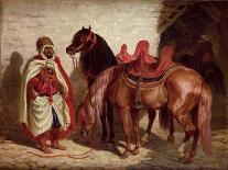 An Arab with Two Horses-Francois-hippolyte Lalaisse-Framed Stretched Canvas