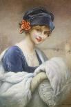 Young Girl with Fur Muff-Francois Kavel-Mounted Giclee Print