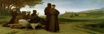St. Francis of Assisi, While Being Carried to Saint-Marie-Des-Anges, Blesses Assisi in 1226, 1853-Francois Leon Benouville-Mounted Giclee Print