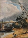 Floating Dock at Rotherhithe, London, C1810-Francois Louis Thomas Francia-Mounted Giclee Print