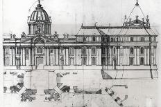 Architectural Drawing and Plan, Detail from Drawing for Louvre, 1664-Francois Mansart-Giclee Print