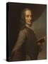 François Marie Arouet de Voltaire, dit Voltaire (1694-1778) - tenant un exemplaire de "La Henriade"-Tour Maurice Quentin de La-Stretched Canvas