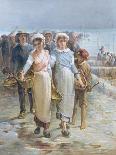 Oyster Girls at Cancale-Francois Nicolas Augustin Feyen-Perrin-Framed Stretched Canvas