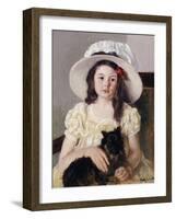 Francoise Holding a Little Black Dog, circa 1908-Mary Cassatt-Framed Giclee Print