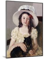 Francoise Holding a Little Black Dog, circa 1908-Mary Cassatt-Mounted Giclee Print