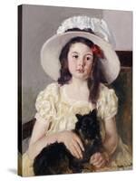 Francoise Holding a Little Black Dog, circa 1908-Mary Cassatt-Stretched Canvas