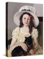 Francoise Holding a Little Black Dog, circa 1908-Mary Cassatt-Stretched Canvas