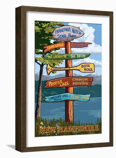 Franconia Notch, New Hampshire - Destination Sign-Lantern Press-Framed Art Print