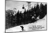 Franconia Notch, New Hampshire - View of Cannon Mt Aerial Tramway, Downhill Skier, c.1939-Lantern Press-Mounted Art Print