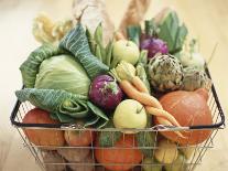 Vegetables, Fruit and Bread in Basket-Frank Adam-Photographic Print