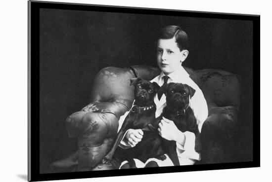 Frank and His Two Black Pugs-null-Mounted Art Print
