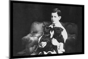 Frank and His Two Black Pugs-null-Mounted Art Print
