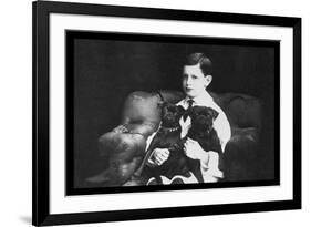 Frank and His Two Black Pugs-null-Framed Art Print