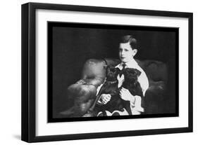 Frank and His Two Black Pugs-null-Framed Art Print