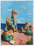 "Girl Scouts at Sea Shore," Country Gentleman Cover, July 1, 1932-Frank Bensing-Stretched Canvas