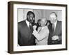 Frank Bruno Boxer with Bobby Charlton and Henry Cooper at the Queens Birthday Party, 1992-null-Framed Photographic Print