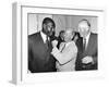 Frank Bruno Boxer with Bobby Charlton and Henry Cooper at the Queens Birthday Party, 1992-null-Framed Photographic Print