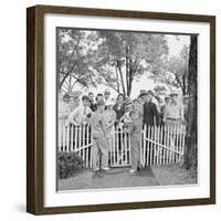 Frank Engel and Family, Ohio's Most Typical Farm Family Winners on Exhibit at Ohio State Fair, 1941-Alfred Eisenstaedt-Framed Photographic Print