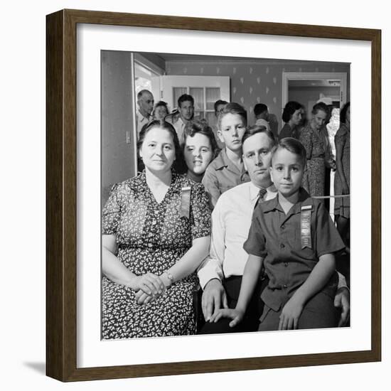 Frank Engel and Family, Ohio's Most Typical Farm Family Winners on Exhibit at Ohio State Fair, 1941-Alfred Eisenstaedt-Framed Photographic Print