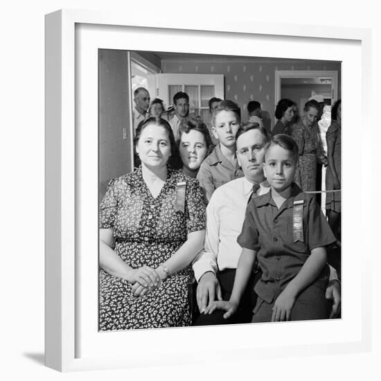 Frank Engel and Family, Ohio's Most Typical Farm Family Winners on Exhibit at Ohio State Fair, 1941-Alfred Eisenstaedt-Framed Photographic Print