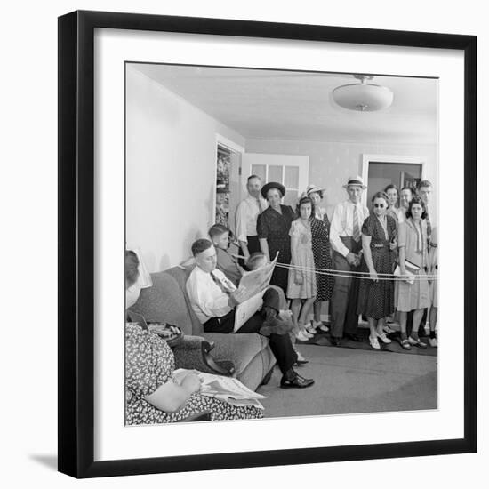 Frank Engel and Family, Ohio's Most Typical Farm Family Winners on Exhibit at Ohio State Fair, 1941-Alfred Eisenstaedt-Framed Photographic Print