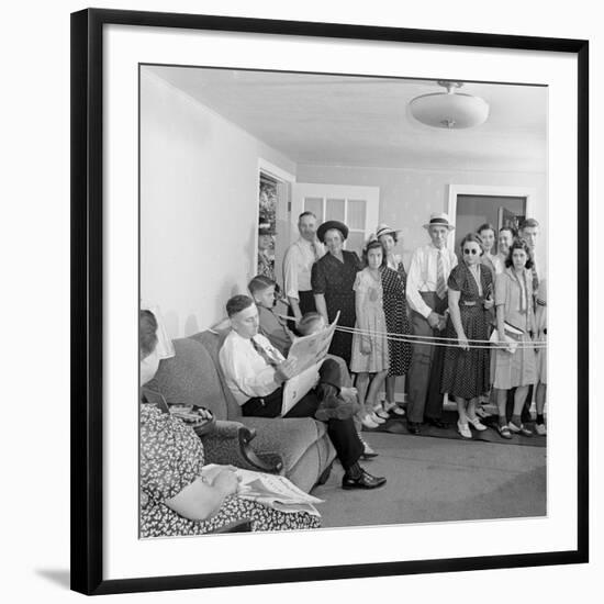 Frank Engel and Family, Ohio's Most Typical Farm Family Winners on Exhibit at Ohio State Fair, 1941-Alfred Eisenstaedt-Framed Photographic Print