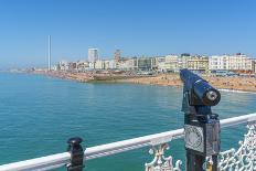 View of beach and telescope on a sunny day from Brighton Palace Pier, Brighton, East Sussex-Frank Fell-Photographic Print