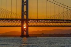 View of the Forth Road Bridge and Queensferry Crossing over the Firth of Forth at sunset-Frank Fell-Photographic Print