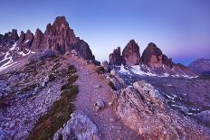 Paternkofel (Left) and Tre Cime Di Lavaredo Mountains at Sunset, Sexten Dolomites, Tyrol, Italy-Frank Krahmer-Photographic Print