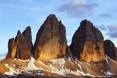 Paternkofel (Left) and Tre Cime Di Lavaredo Mountains at Sunset, Sexten Dolomites, Tyrol, Italy-Frank Krahmer-Photographic Print