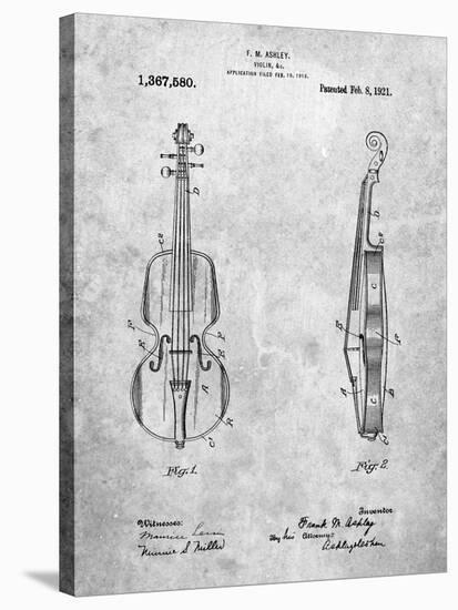 Frank M. Ashley Violin Patent-Cole Borders-Stretched Canvas