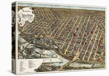 Bird’s Eye View of Minneapolis, Minnesota, 1891-Frank Pezolt-Stretched Canvas