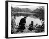 FRANKENSTE 1931 directed by JAMES WHALE Boris Karloff and Marilyn Harris (b/w photo)-null-Framed Photo