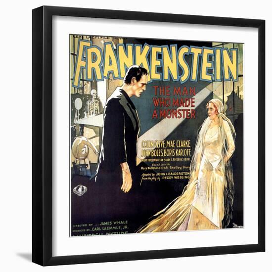 Frankenstein, Boris Karloff, Mae Clarke, 1931-null-Framed Art Print