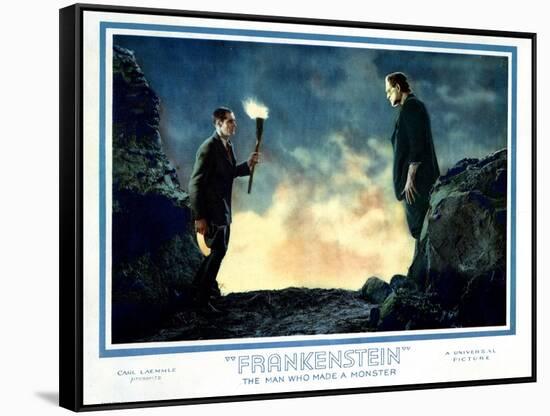Frankenstein, Colin Clive, Boris Karloff, 1931-null-Framed Stretched Canvas