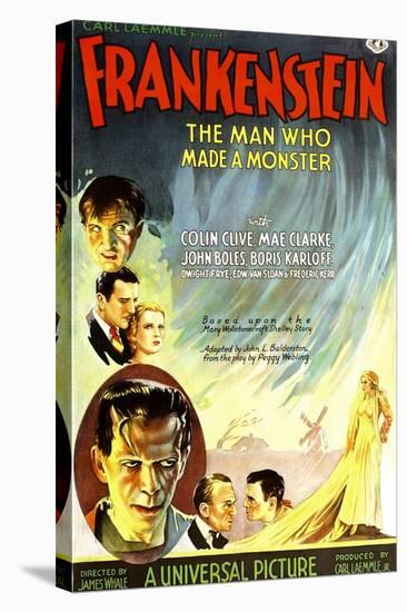 Frankenstein, Dwight Frye, John Boles, Mae Clarke, Boris Karloff, Edward Van Sloan, 1931-null-Stretched Canvas