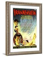 Frankenstein, Dwight Frye, John Boles, Mae Clarke, Boris Karloff, Edward Van Sloan, 1931-null-Framed Art Print