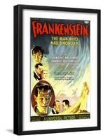 Frankenstein, Dwight Frye, John Boles, Mae Clarke, Boris Karloff, Edward Van Sloan, 1931-null-Framed Art Print