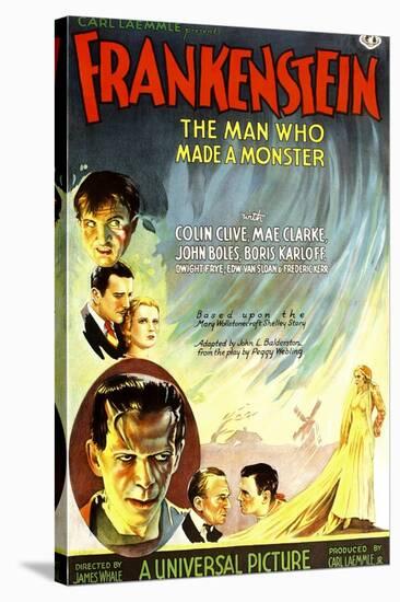 Frankenstein, Dwight Frye, John Boles, Mae Clarke, Boris Karloff, Edward Van Sloan, 1931-null-Stretched Canvas