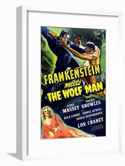 Frankenstein Meets the Wolf Man, 1943-null-Framed Art Print