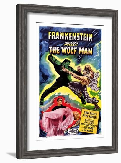 Frankenstein Meets the Wolf Man, 1943-null-Framed Art Print