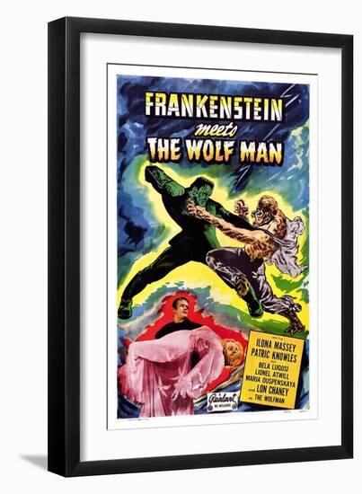 Frankenstein Meets the Wolf Man, 1943-null-Framed Art Print