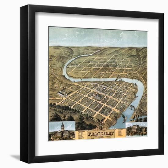 Frankfort, Kentucky - Panoramic Map-Lantern Press-Framed Art Print